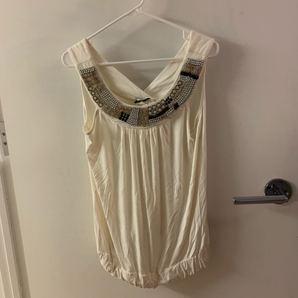 Tank top blouse w/ beading on top & elastic bottom